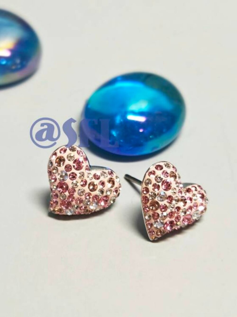 Swarovski Alana Light Rose Heart Woman's Stud Earrings Silver Tone Multi Pink Sh